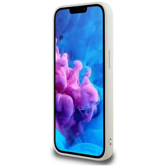 Etui Guess Grained Hot Stamp Peony       Triangle Logo MagSafe do iPhone 16e beżowy