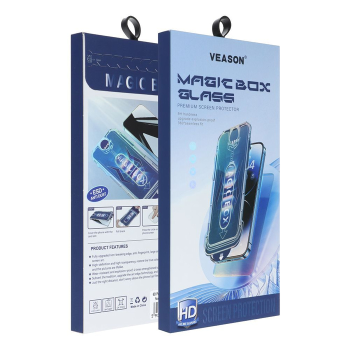 Szkło Hartowane 6D Pro Veason Easy-Install Glass + Aplikator - do Iphone 16 czarny