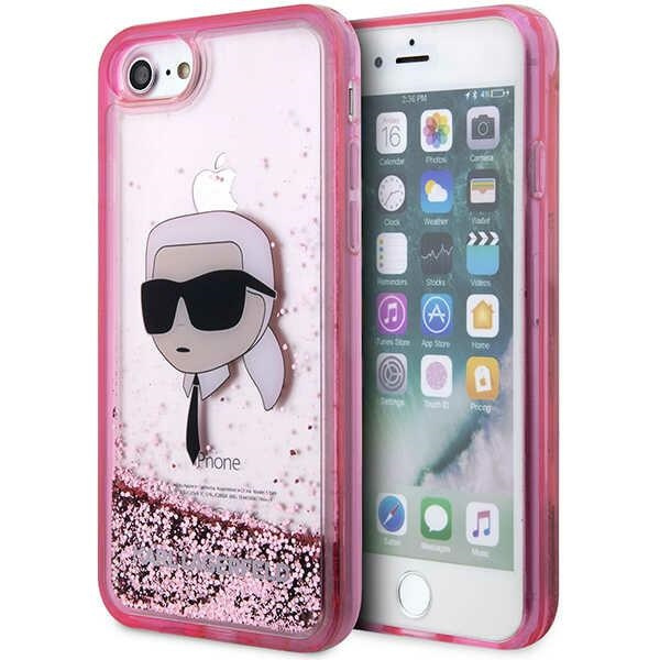 Cover Karl Lagerfeld KLHCI8LNKHCP iPhone 7/8/ SE 2020/2022 rosa/rosa durocase Glitter Karl Head Case