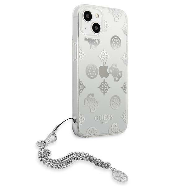Hülle GUESS Apple iPhone 13 Mini Peony Chain Collection Silber Hardcase