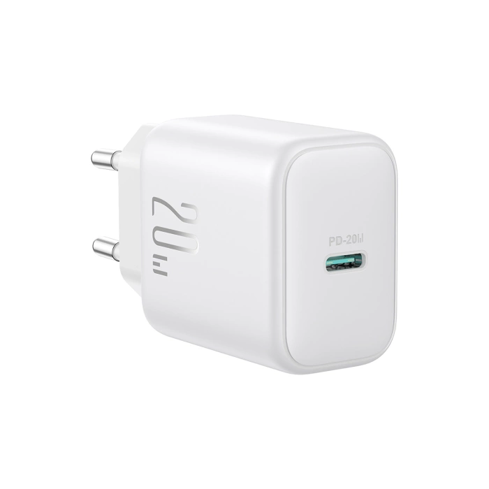 Joyroom JR-TCF20 USB-C PD 20W network charger - white + USB-C / Lightning cable 1m