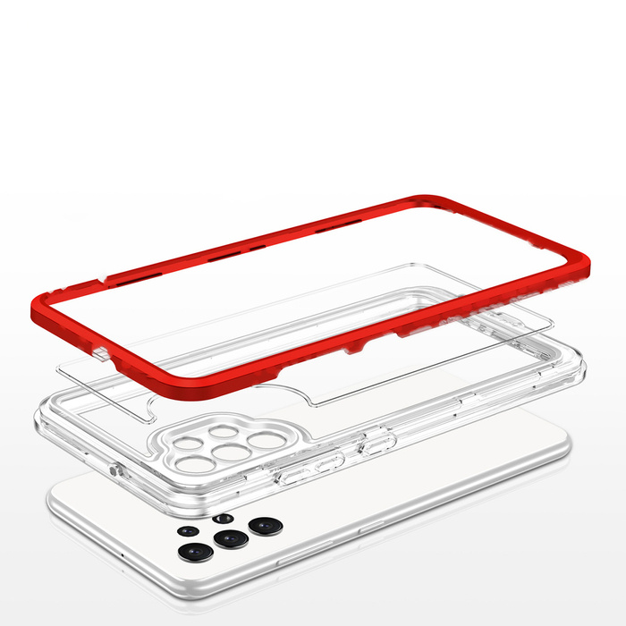 Funda transparente 3 en 1 para Samsung Galaxy A32 5G Frame Gel Cover Red