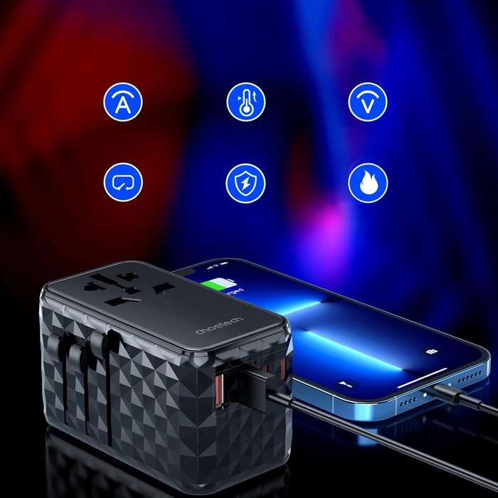 Choetech PD6028 EU / US / AUS / UK Reiseadapter 2x USB-C 2x USB-A 100W - Schwarz