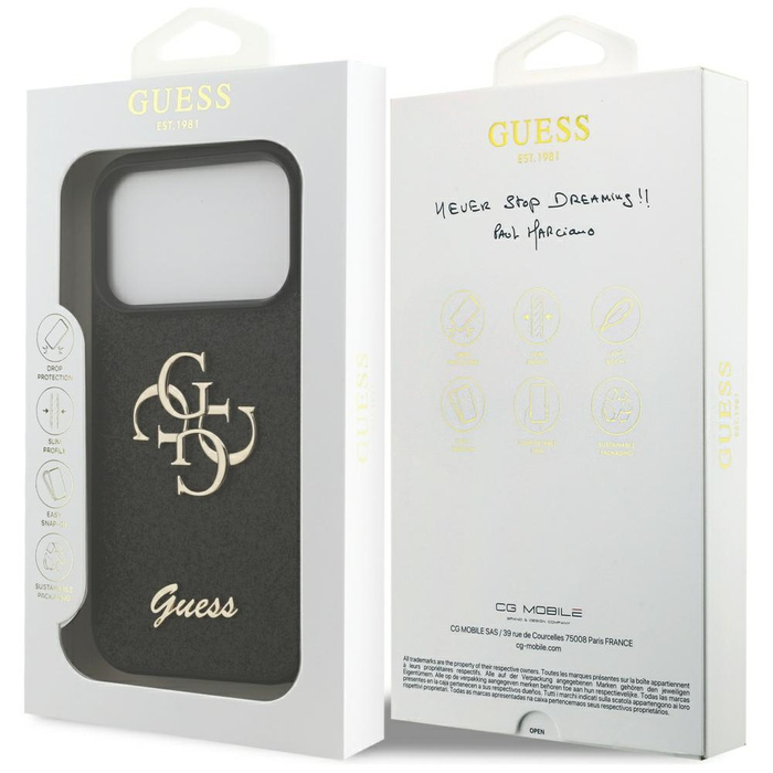 Etui Guess Fixed Glitter Big 4G do       iPhone 17 Pro czarny