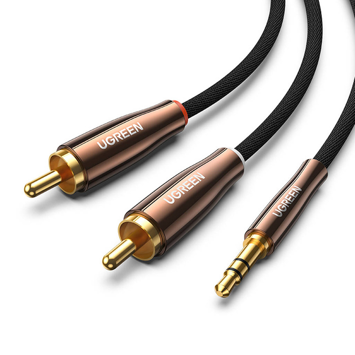 Ugreen kabel audio kabel 3,5 mm mini jack (samec) - 2RCA (samec) 2m měděný (AV170)