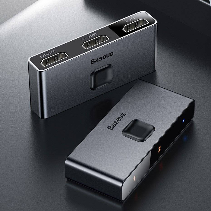 Séparateur d'interrupteurs bidirectionnels Baseus Commutateur HDMI - 2x HDMI 4K / 30 Hz gris (CAHUB-BC0G)