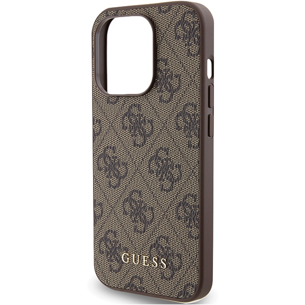 Hülle Guess GUHCP15LG4GFBR iPhone 15 Pro 6.1" braun/braun hart case 4G Metall Gold Logo Case