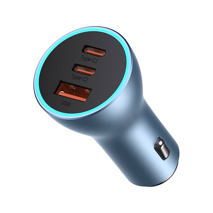 Chargeur voiture Baseus Golden Contactor Pro USB-A + 2x USB-C 65W bleu (CGJP010003)