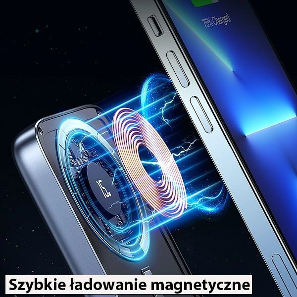 USAMS Powerbank PB67 10000mAh 20W QC3.0+PD Magnetic vezeték nélküli gyorstöltés acél/tarnish 10KCD18401 (US-CD184)