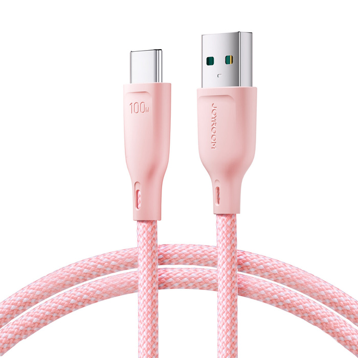 Joyroom Multi-Color Series SA34-AC6 Kabel USB-A / USB-C 100W rychlý přenos 1m – růžový