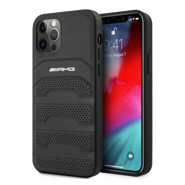 AMG AMHCP12LGSEBK iPhone 12 Pro Max 6,7" schwarz/schwarz hartcase Leder Debossed Lines