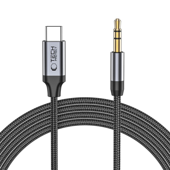 TECH-PROTECT ULTRABOOST KABEL TYPU C NA AUX MINI JACK 3,5 MM 100 CM ČERNÝ