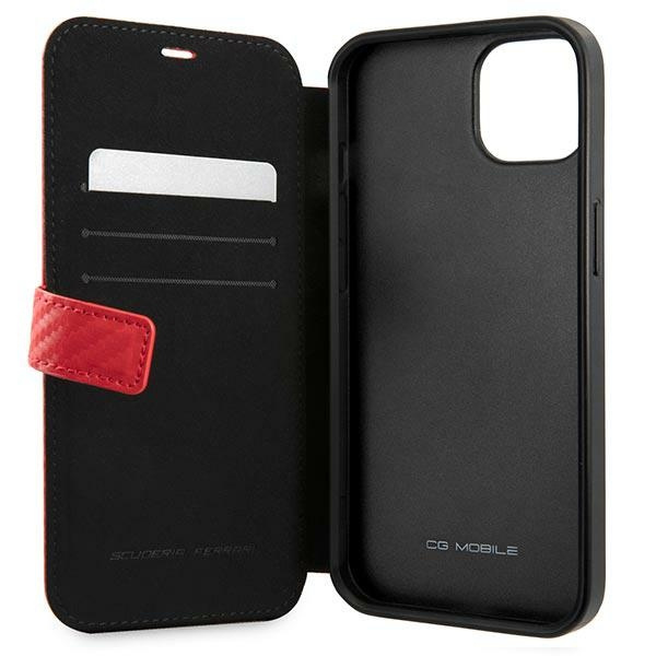 Cover FERRARI Apple iPhone 13 Mini Book On Track Carbon Stripe Red Case