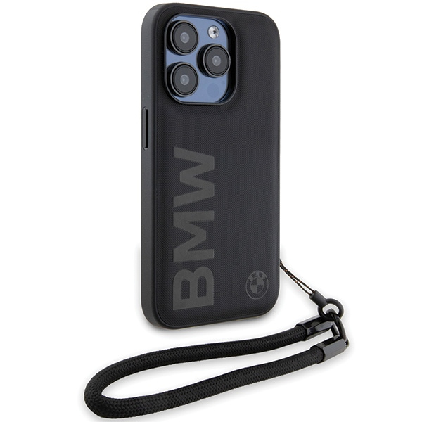 Funda Bmw Bmhcp15l23rmrlk IPhone 15 Pro 6.1" Negro/negro Durocase Signature Cordón de cuero Wordmark Case