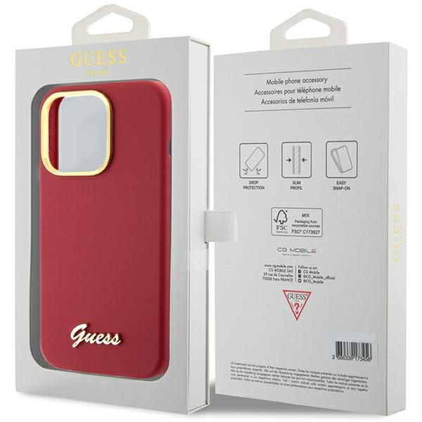 Etui Guess GUHCP15LSMBSLM iPhone 15 Pro 6.1" magenta hardcase Silicone Script Metal Logo & Frame Case