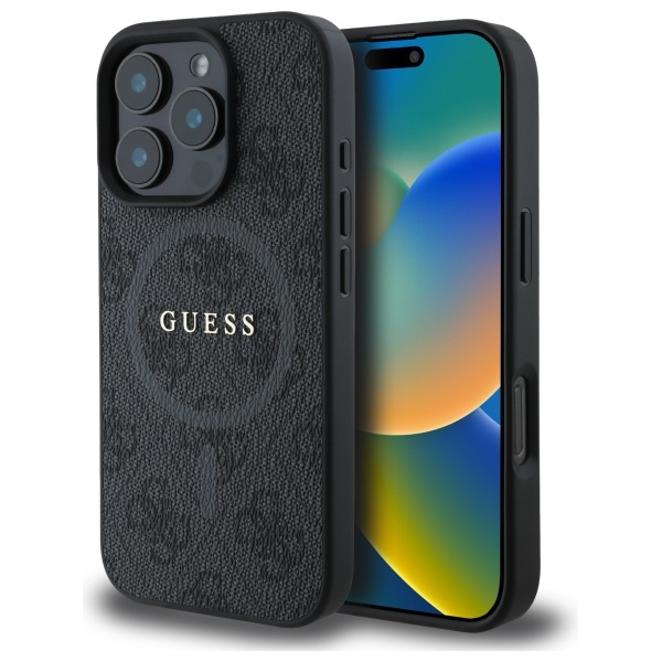 Etui Guess iPhone 16 Pro Max 6,9" czarny/black MagSafe PU 4G Ring Classic Logo