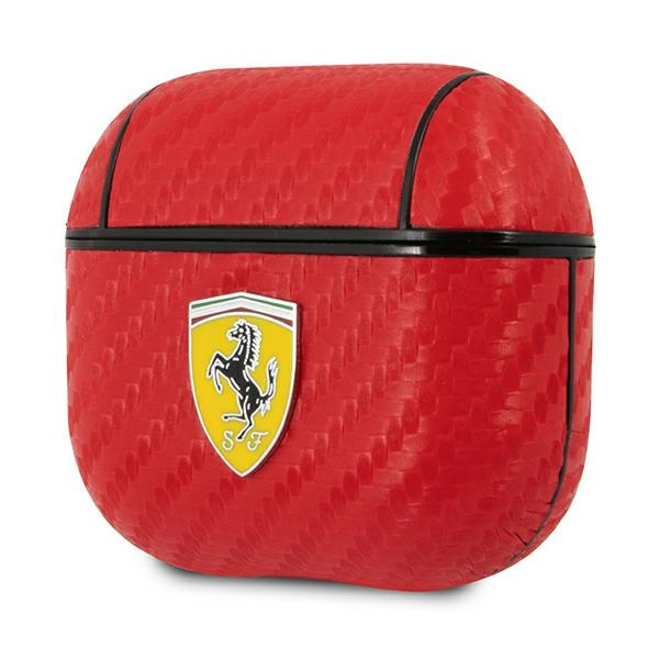 Kryt Ferrari FESA3CARE AirPods 3 červený / červený On Track PU Carbon