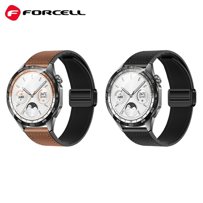 Pasek do Samsung Galaxy Watch Forcell F-Design FS20 magnetyczny skóra ekologiczna 22 mm czarny