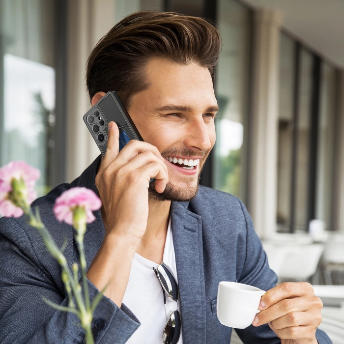 Dux Ducis Rafi II Hülle für Samsung Galaxy S25 Ultra mit Ständer und Geldbörse – Schwarz