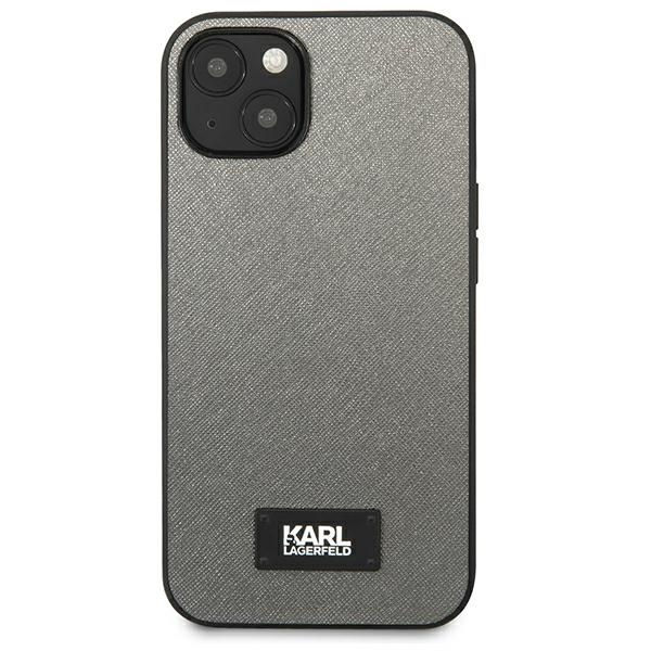 Case KARL LAGERFELD Apple iPhone 13 Mini Saffiano Plaque Silver Hardcase
