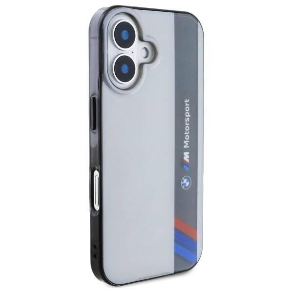 Case BMW iPhone 16 6.1" grey/grey hardcase Motosport IML Vertical Stripe