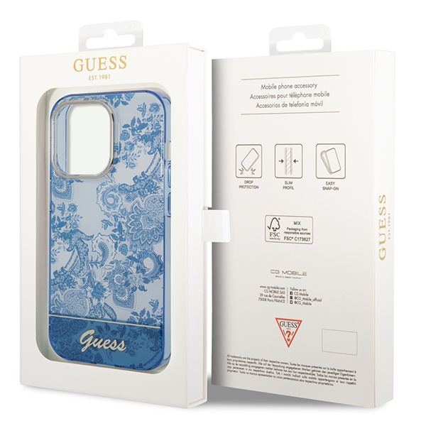Case Guess iPhone 14 Pro Max 6.7" blue/blue hardcase Porcelain Collection