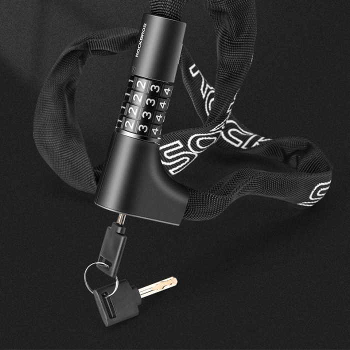 Rockbros 3230002001 bicycle lock with combination and key - black