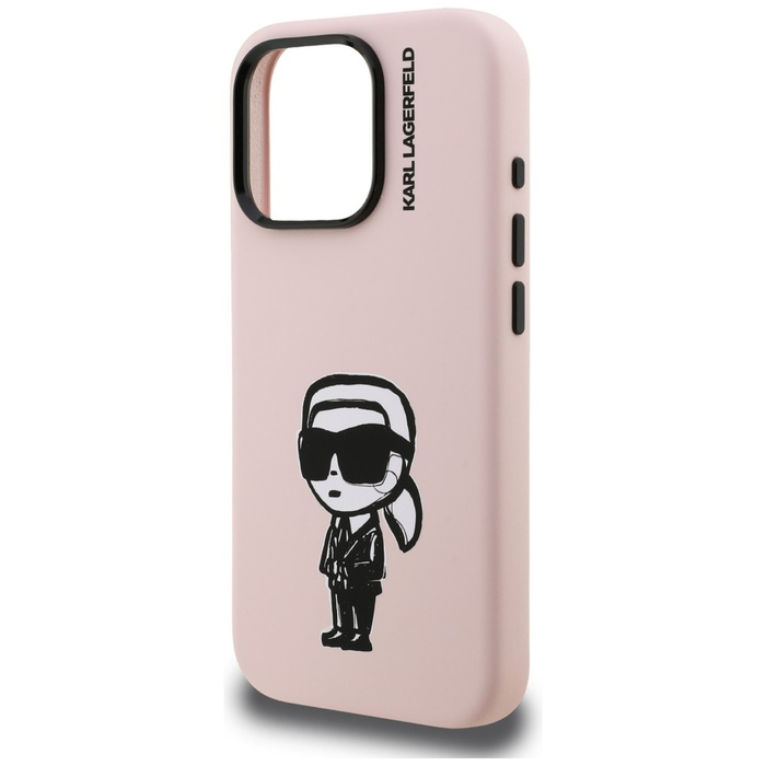 Etui Karl Lagerfeld Silicone Karl Sketch MagSafe do iPhone 16 Pro różowy