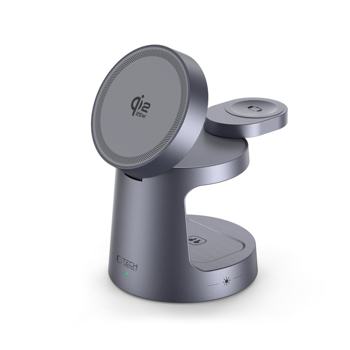 TECH-PROTECT QI2.2-25W-A48 3IN1 MAGNETIC MAGSAFE WIRELESS CHARGER DARK GREY