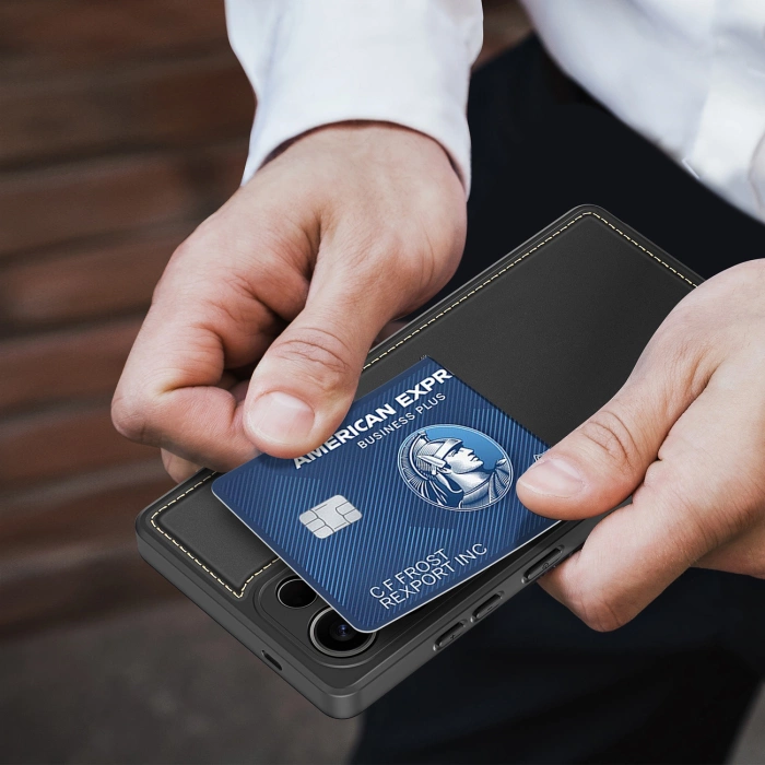 Dux Ducis Rafi II Case for Samsung Galaxy S25 Ultra with Stand and Wallet - Black