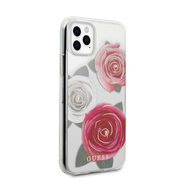 Coque Guess Guhcn58rostrt iPhone 11 Pro Transparent Hardcase Flower Desire Pink &amp; White Rose Case