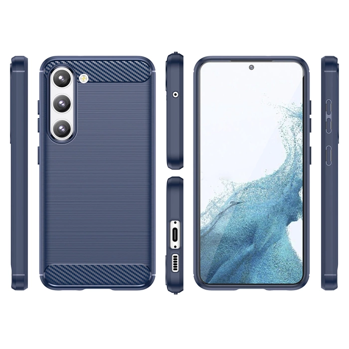 Carbon Case pour Samsung Galaxy S23+ silicone souple carbon cover bleu