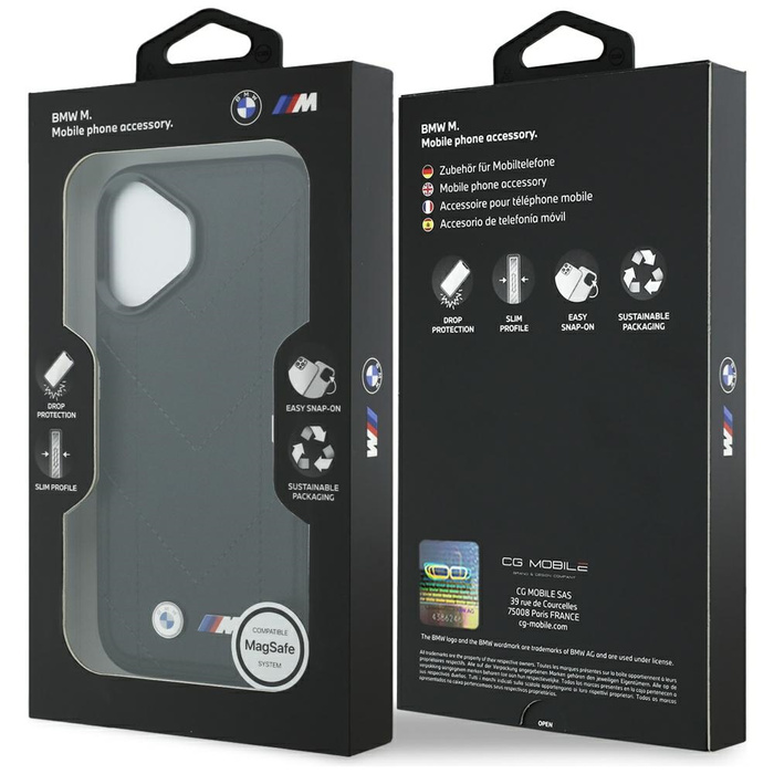 Etui BMW M Quilted Logo MagSafe do       iPhone 17 czarny