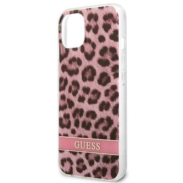 Hülle GUESS Apple iPhone 13 Mini Leopard Rosa Hartcase
