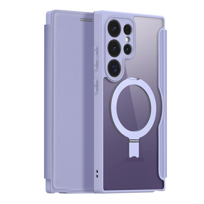 Coque Dux Ducis Skin X Pro avec rabat et anneau magnétique pour Samsung S24 Ultra - violette