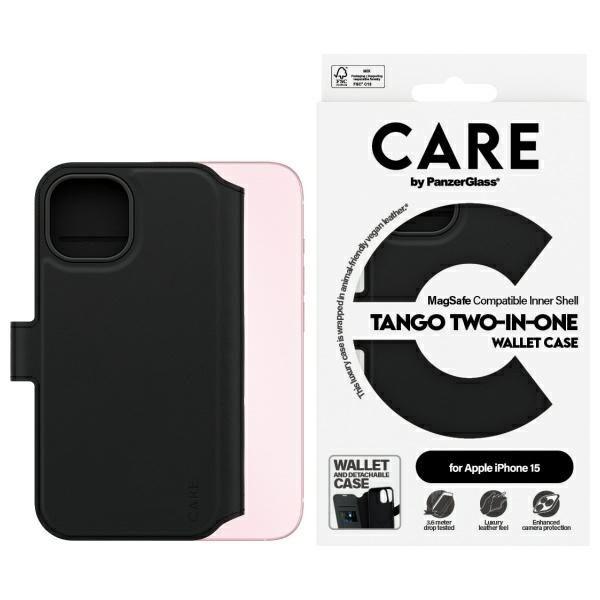 CARE by PanzerGlass Feature Tango 2in1    Wallet iPhone 15 6.1" MagSafe czarny/black 1159