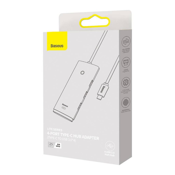 Baseus 4portový adaptér HUB řady Lite (Type-C na USB 3.0*4) 25 cm bílý