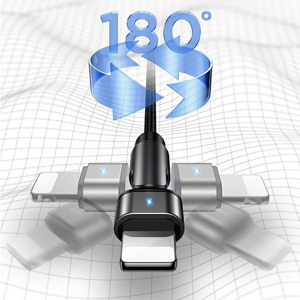 Kabel Opletený USAMS USB Apple Lightning U60 Rotary 2A 1m černý