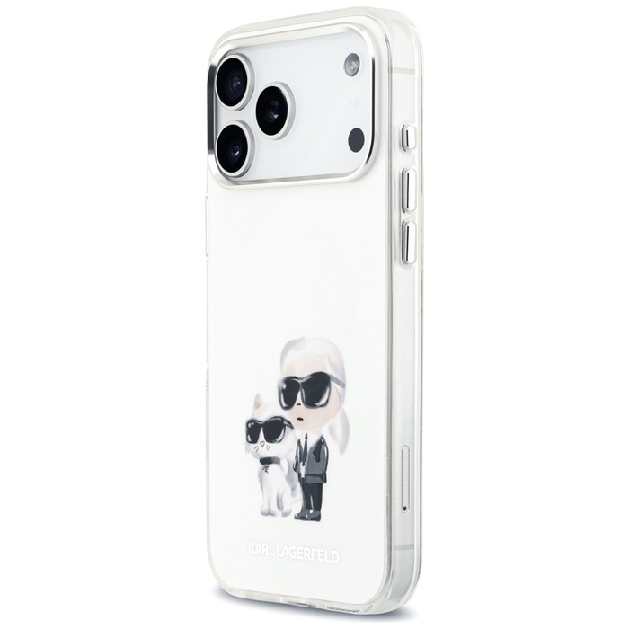 Etui Karl Lagerfeld IML Aquarelle Karl   & Choupette & Logo MagSafe do iPhone 17 Pro Max biały