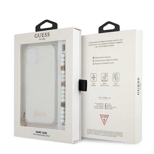 Pouzdro GUESS Apple iPhone 13 White Pearl Clear Hardcase