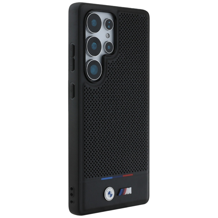 Case BMW Leather Tricolor Stripe MagSafe for Samsung Galaxy S25 Ultra black