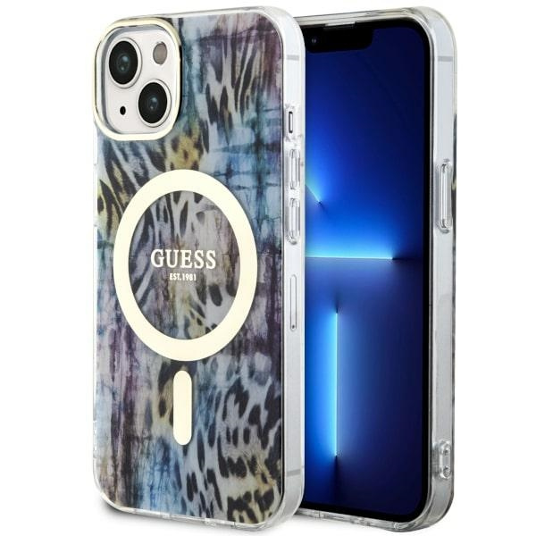 Coque Guess GUHMP14SHLEOPWB iPhone 14 6.1" bleu/bleu durcase Leopard MagSafe Case