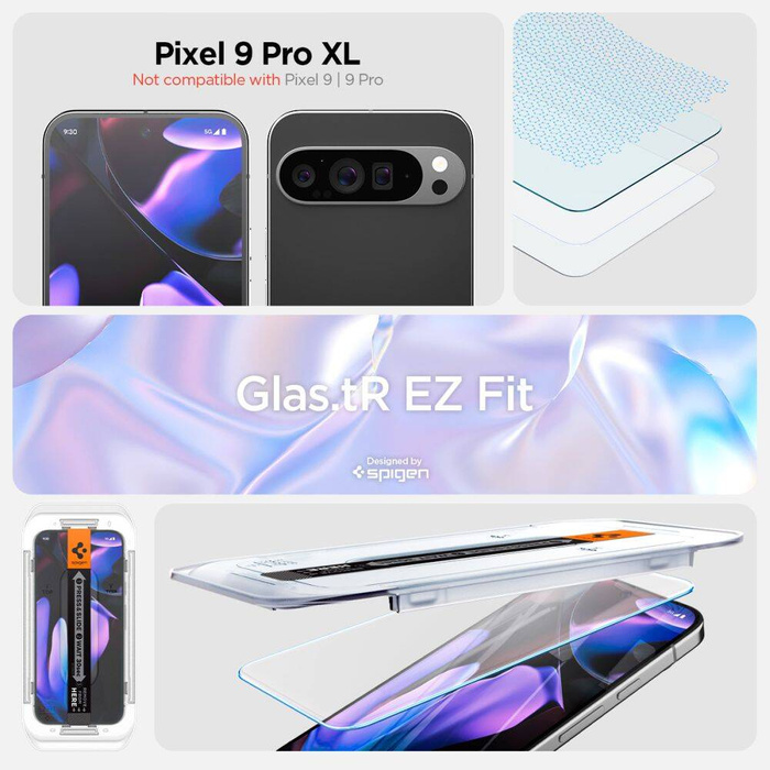 Vidrio Templado Spigen Glas.tr "ez Fit" Paquete de 2 Google Pixel 9 Pro Xl Transparente