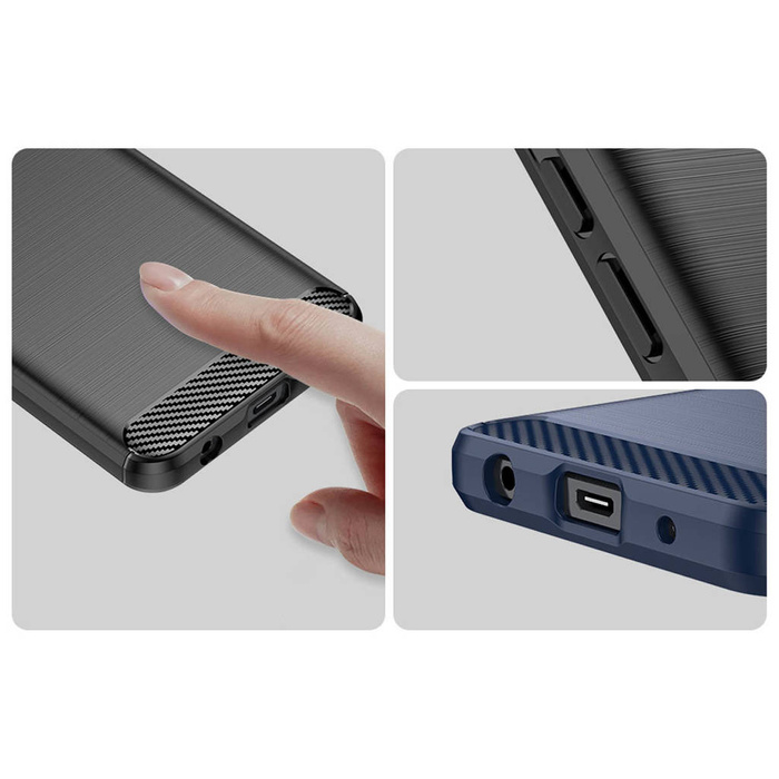 Custodia Carbon Case per Xiaomi Redmi A1+ cover in carbonio flessibile in silicone nero