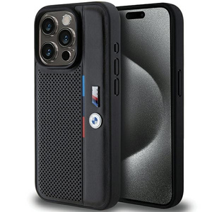 Coque Bmw Bmhcp15l23pupvk IPhone 15 Pro 6.1" Black/Black Hardcase Perforated Tricolor Line Case