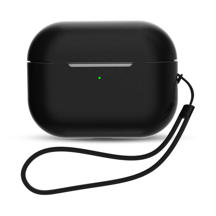 Silicone Case for AirPods Pro 2 / AirPods Pro 1 + Wrist Strap Lanyard | black