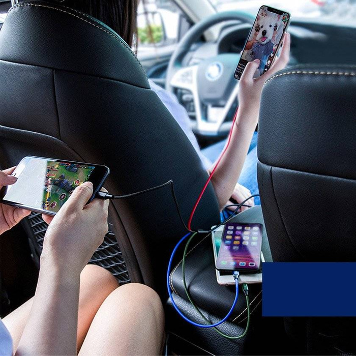 Baseus Kabel USB Kabel 4in1 Lightning / 2x USB Typ C / Micro USB Kabel mit Nylon geflochtenes 3.5A 1.2m schwarz (CA1T4-B01)