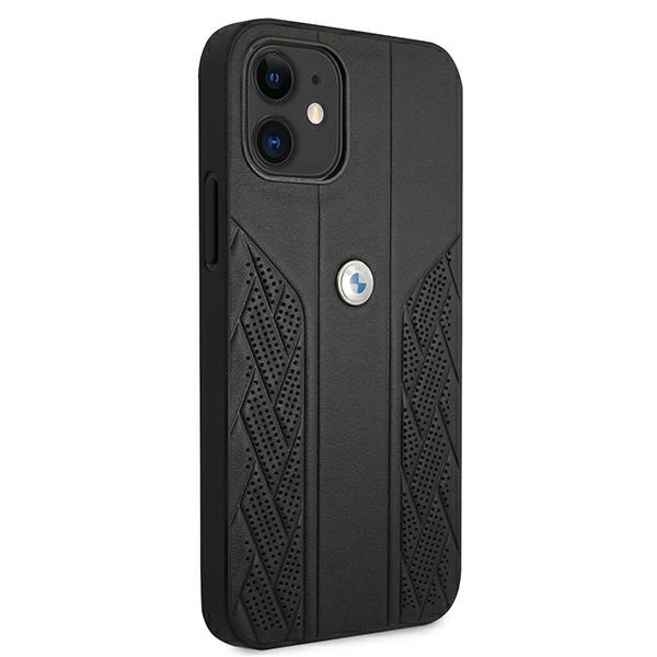 BMW Hülle Apple iPhone 12 Mini Leder Curve Perforate Schwarz Hardcase