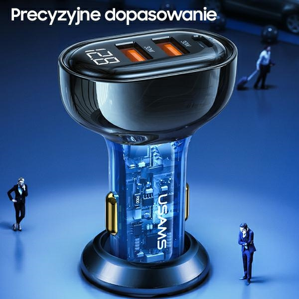 USAMS Charg. sam. 1xUSB-C 2xUSB-A 125W Schnellladung transparent blau CC158CC02 (US-CC158)