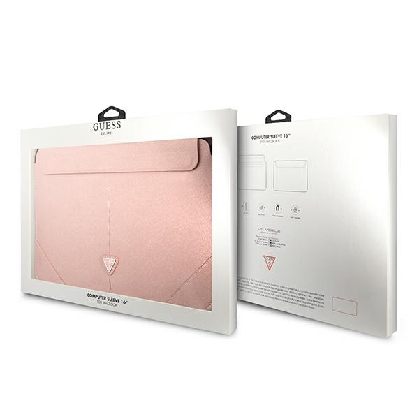 Pouzdro GUESS Laptop 16 Sleeve Saffiano Triangle Logo Pink Case